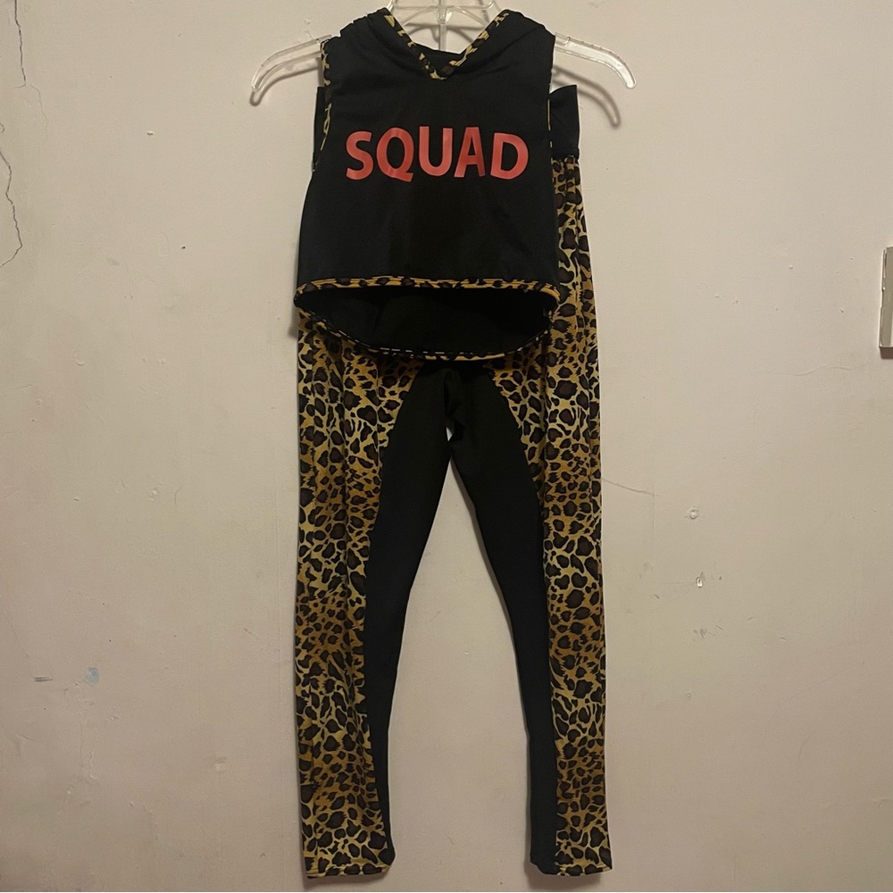 Curtain call Animal print graphic hooded  Girls 2 piece dance outfit